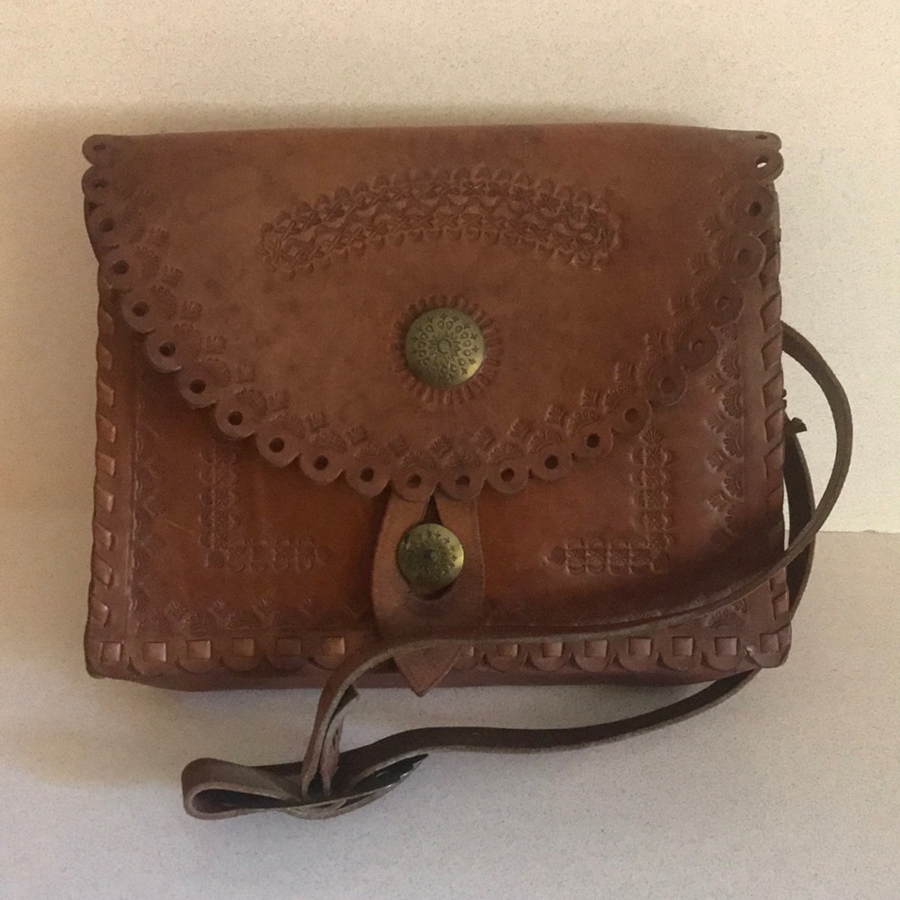 Vintage Leather Tooled Shoulder Bag 60’s 70’s - Picture 8 of 15